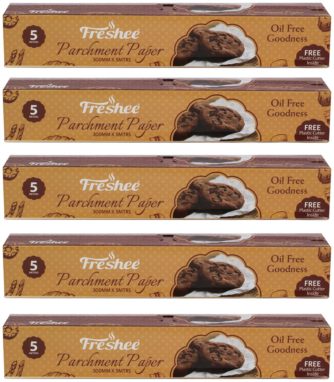 

Freshee 5 Meter Parchment Butter Paper Roll and Free Plastic Cutter Inside (Pack of 5)