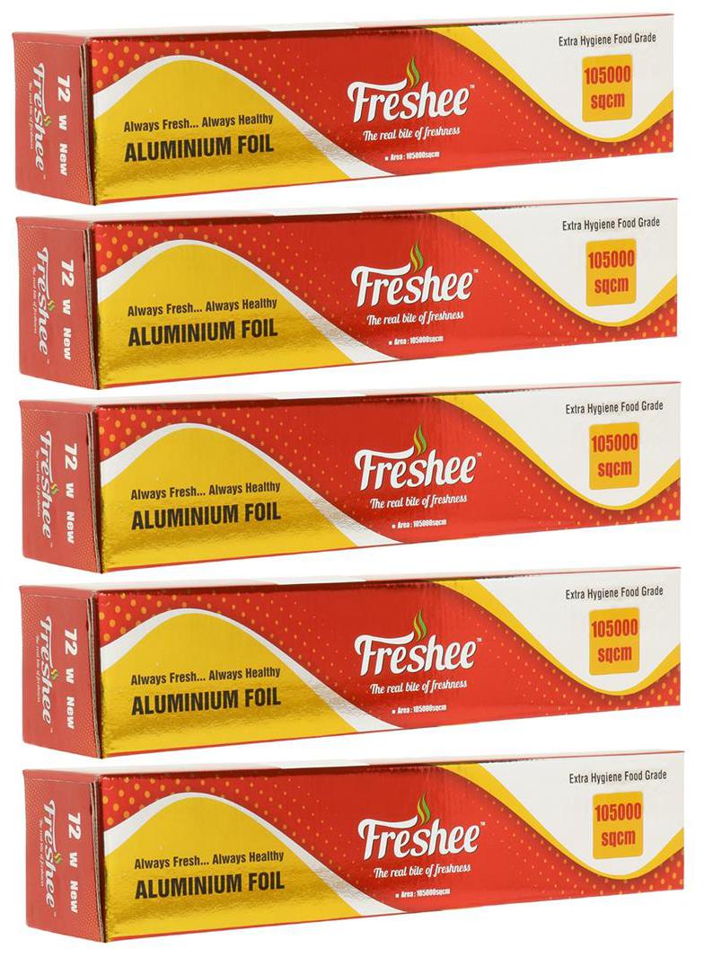 

Freshee Aluminium Silver Kitchen Foil Roll Paper (105000sqcm) Pack of 5