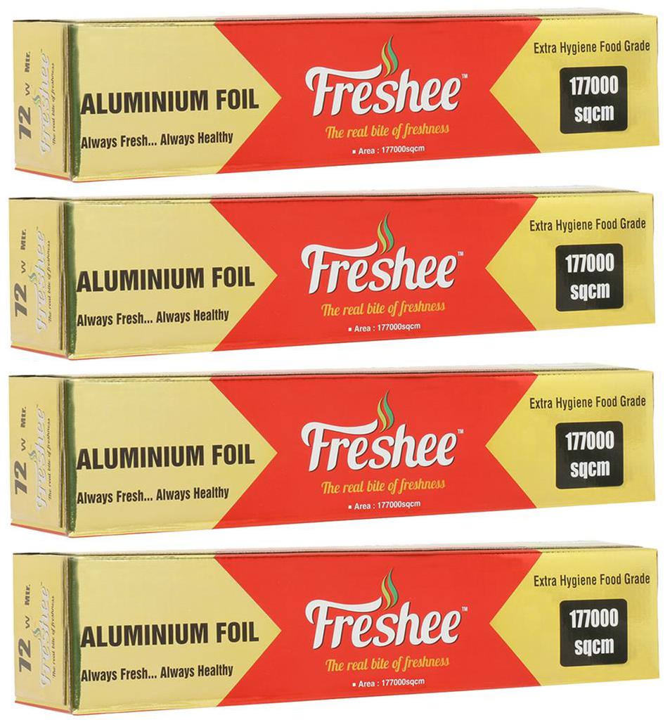 

Freshee Aluminium Silver Kitchen Foil Roll Paper (177000sqcm) Pack of 4