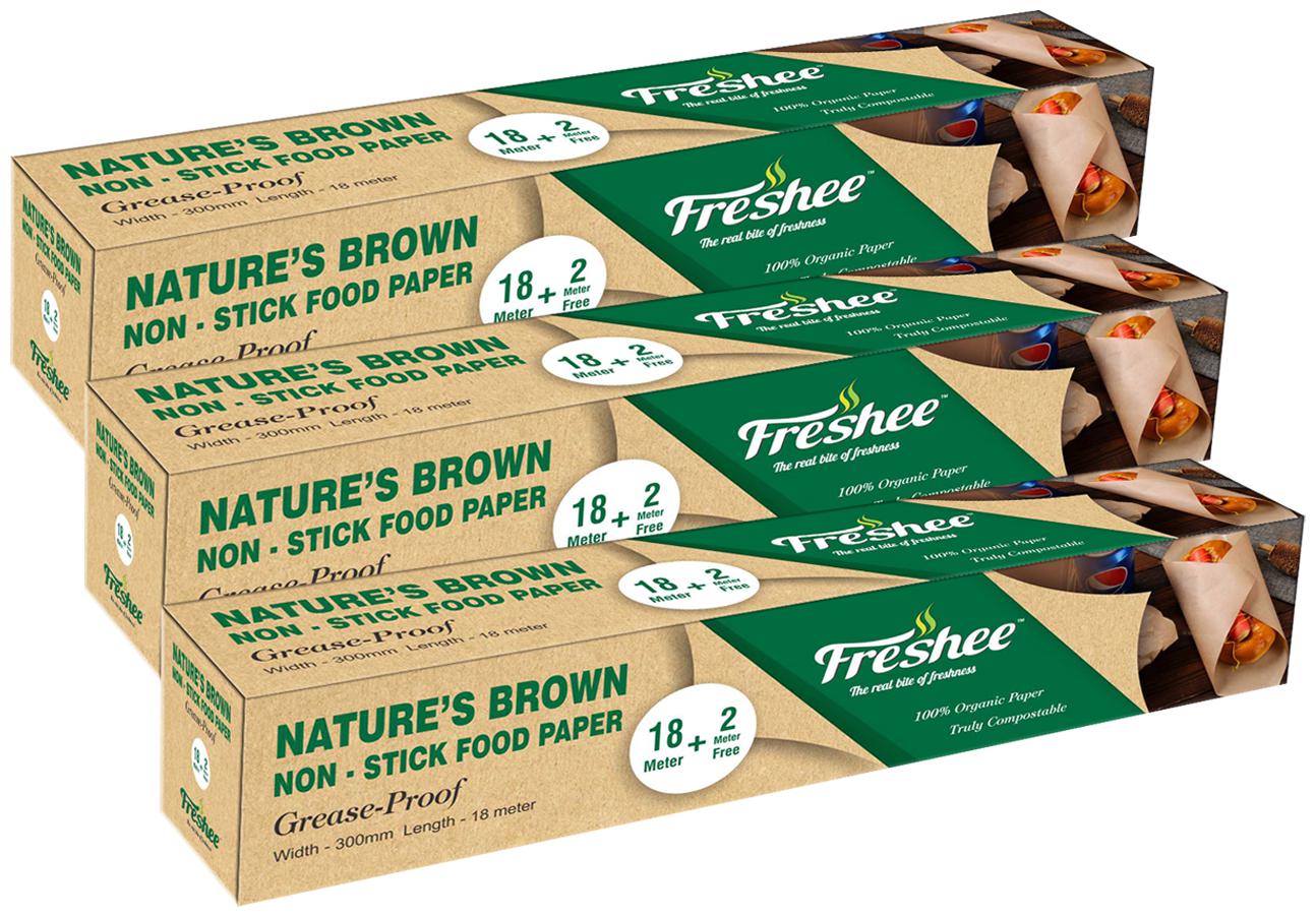 

Freshee Greaseproof Paper 500 Pre Cut Sheets Non-Stick Food Paper 220mm x 220mm Multi-Purpose Organic Paper for Baking Food Wrapping (Pack Of 3)