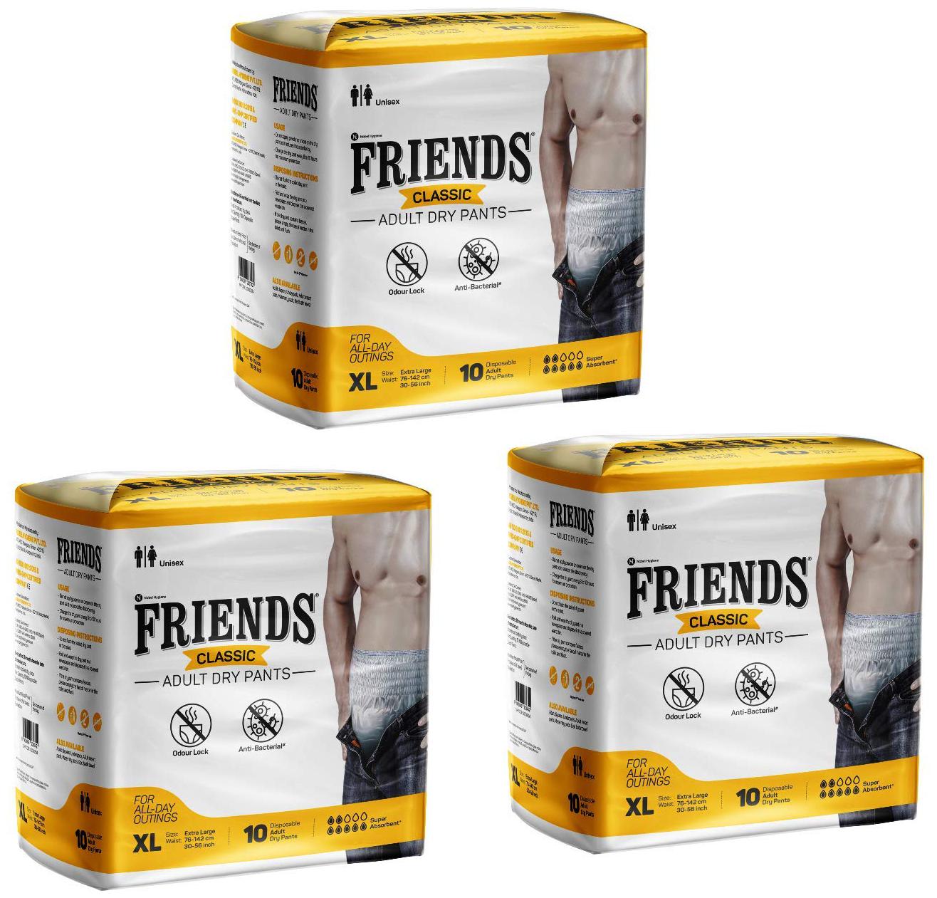 

Friends Classic Adult Diapers Pants Style 10 Count (Extra Large) Pack Of 3