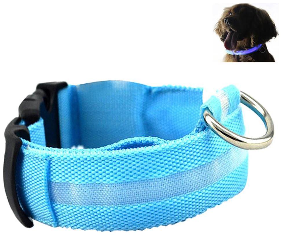

Futaba Nylon Pet Glow in Dark LED Collar Night Safety - Blue - Large