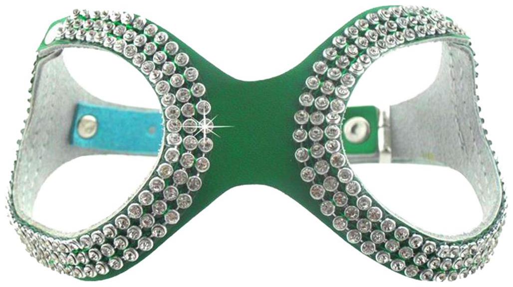 

Futaba Pet Leather Bling Rhinestone Harness For Small Dogs - Small - Green