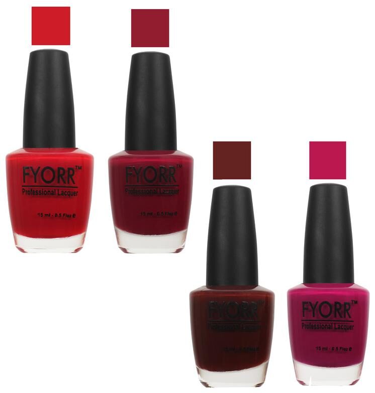 

FYORR Nail Polish Long Lansting Colors 2-5-35-12 the red wine collection Nail Wear-Multi Colored 15 ml(Pack of 4)