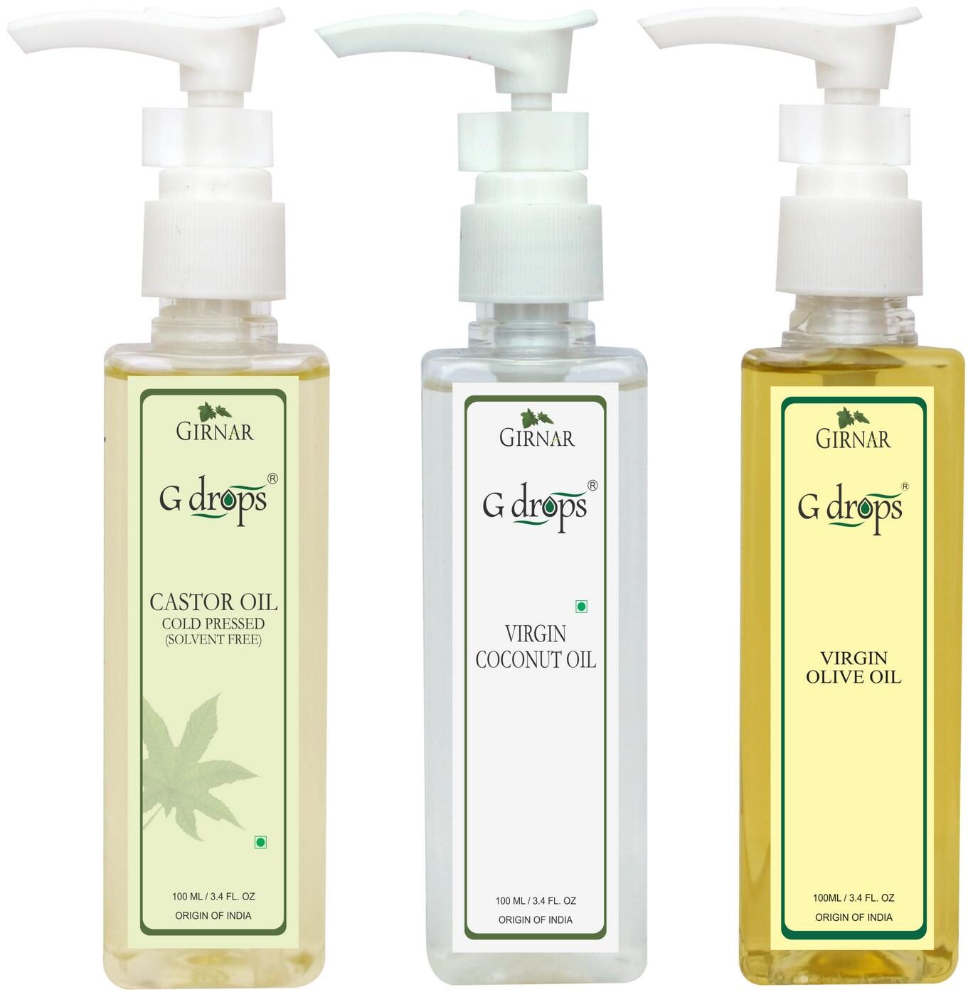

G drops Castor Virgin Coconut Virgin Olive Oil Combo(100ml 100ml 100ml)
