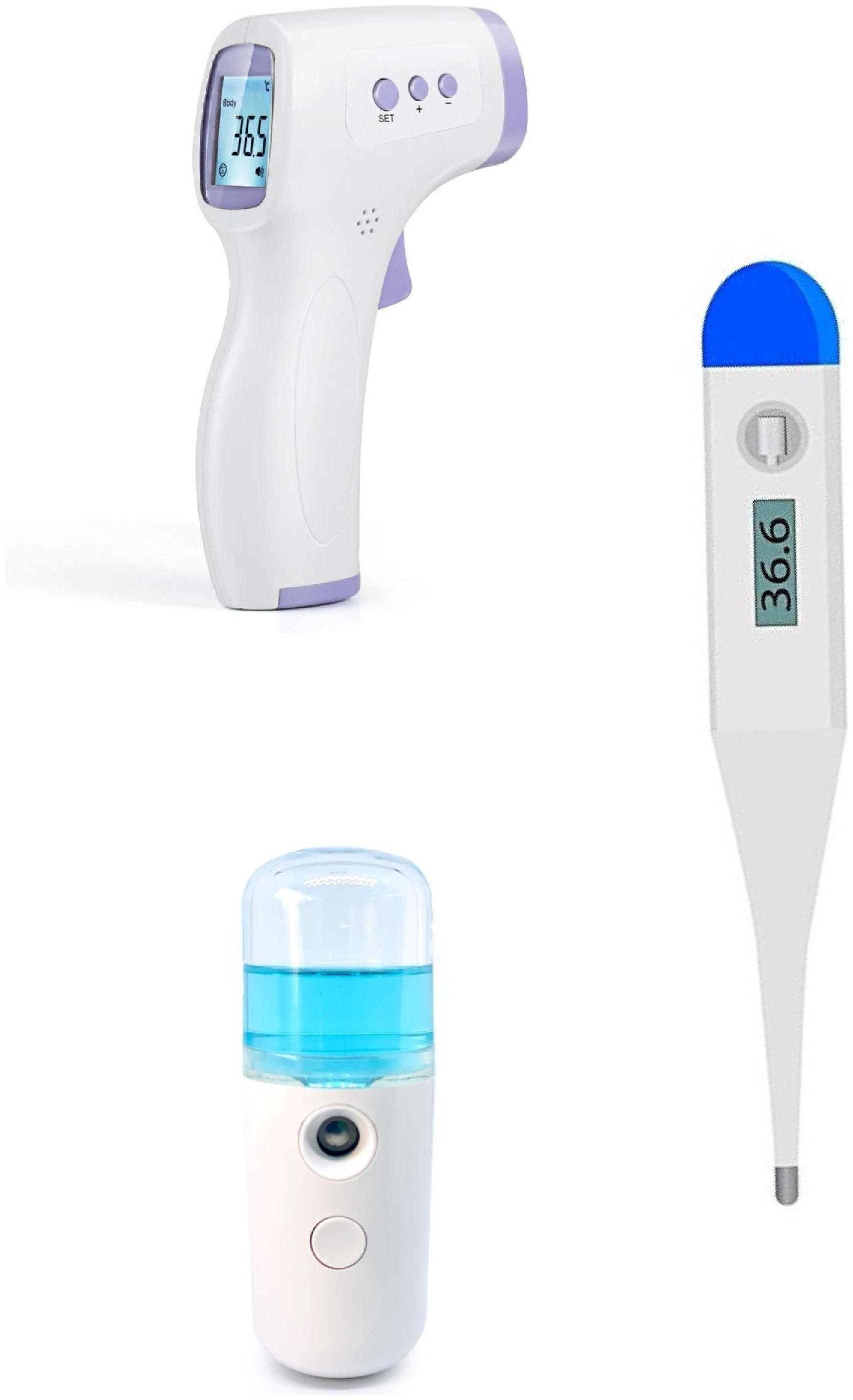 

G GAPFILL 3in1 Combo Non-Contact Infrared Digital Thermometer Digital thermometer USB Rechargeable Facial Automatic Sanitizer Sprayer Machine Face Steamer Mister