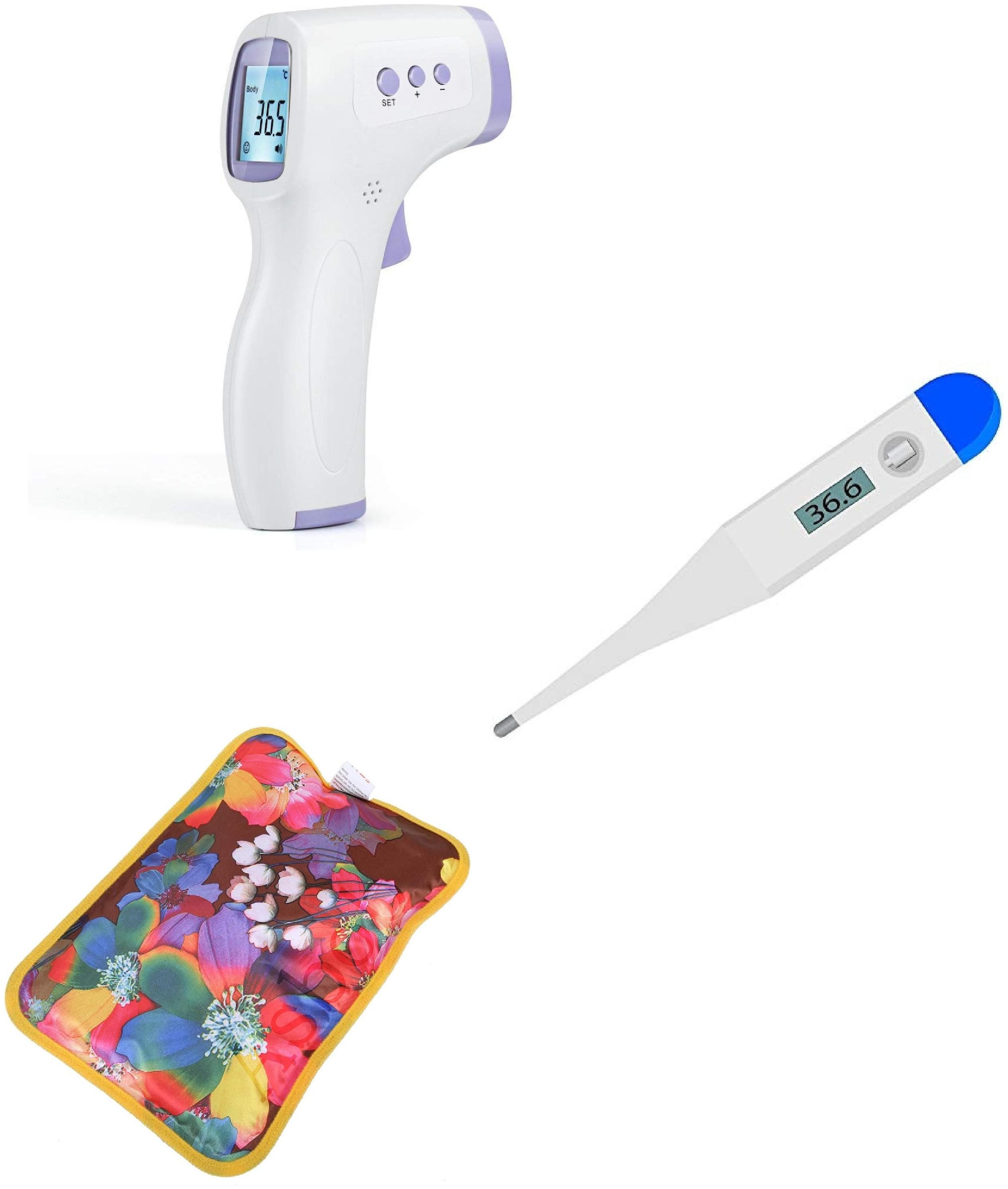 

G GAPFILL 3in1 Combo Non-Contact Infrared Digital Forehead Thermometer with Lcd Display Digital thermometer hot electric heating pad with Auto-Cut (Assorted Colour)