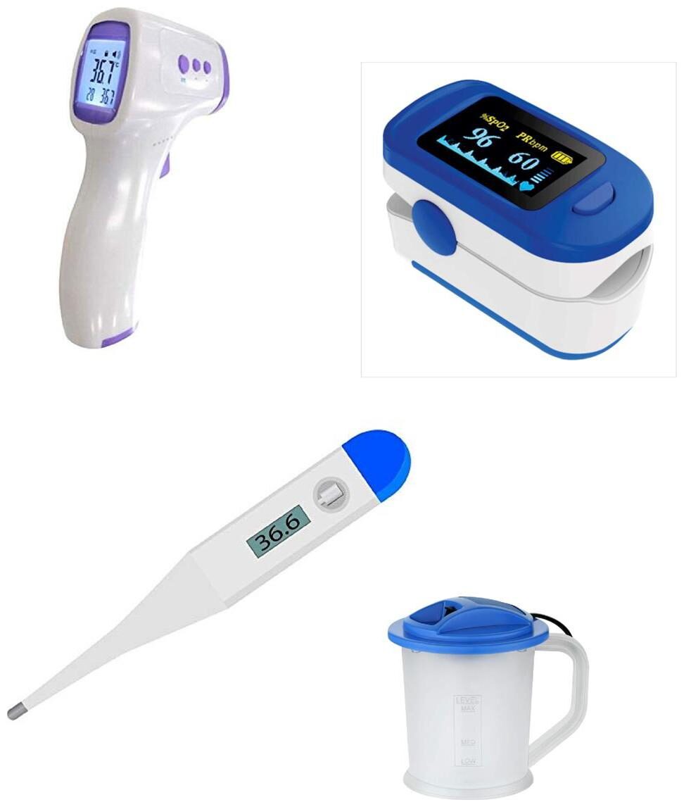 

G GAPFILL 4in1 Combo Non-Contact Infrared Thermometer with Lcd Display 1 Digital thermometer Finger Tip Pulse Oximeter with OLED Display vapouriser steamer Inhaler for cough and cold