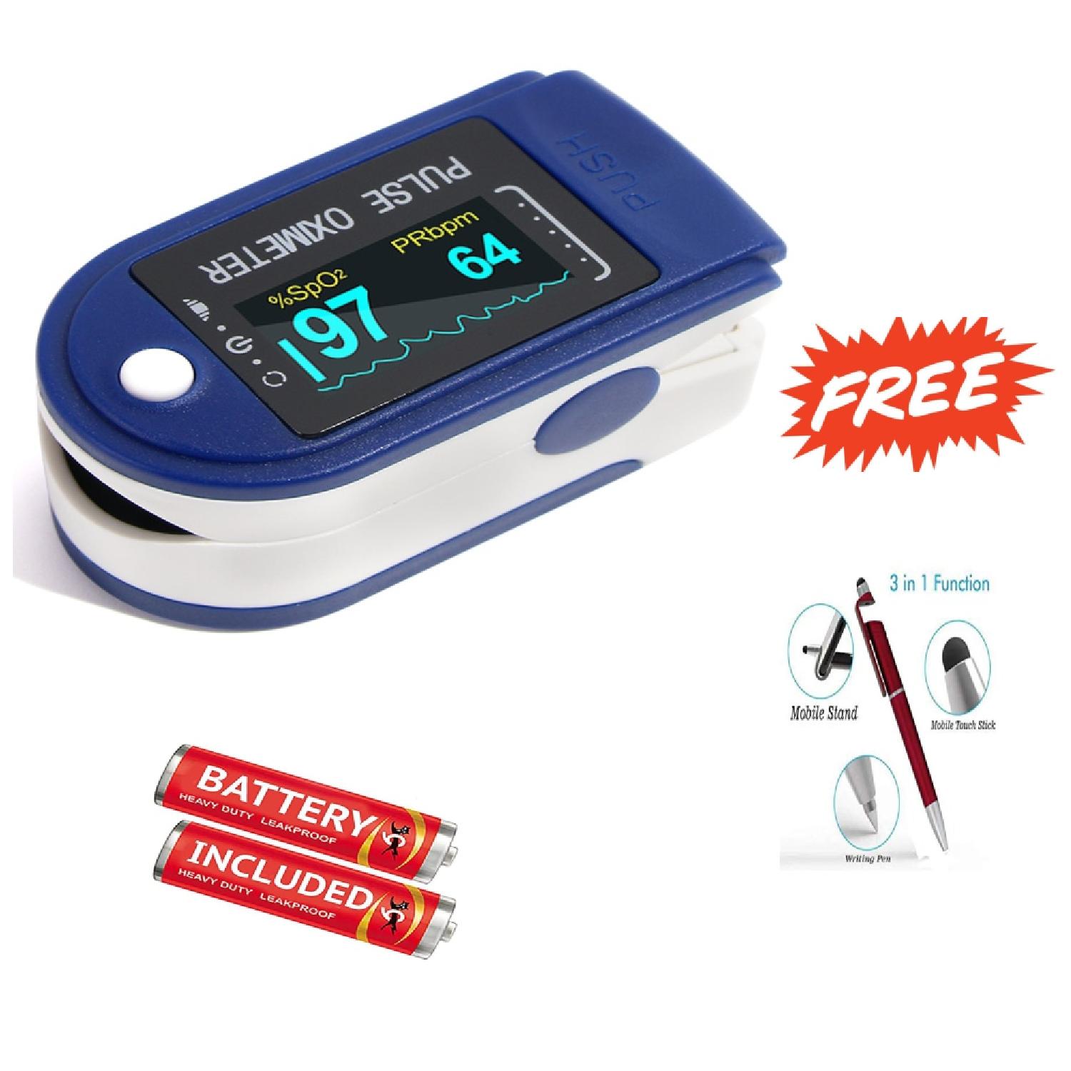 

G GAPFILL Auto Poweroff Smart Finger Tip Pulse Oximeter With Audio Visual Alarm and Respiratory Rate BATTERY INCLUDED WITH FREE 3 IN 1 PEN STAND (Pack Of 1)