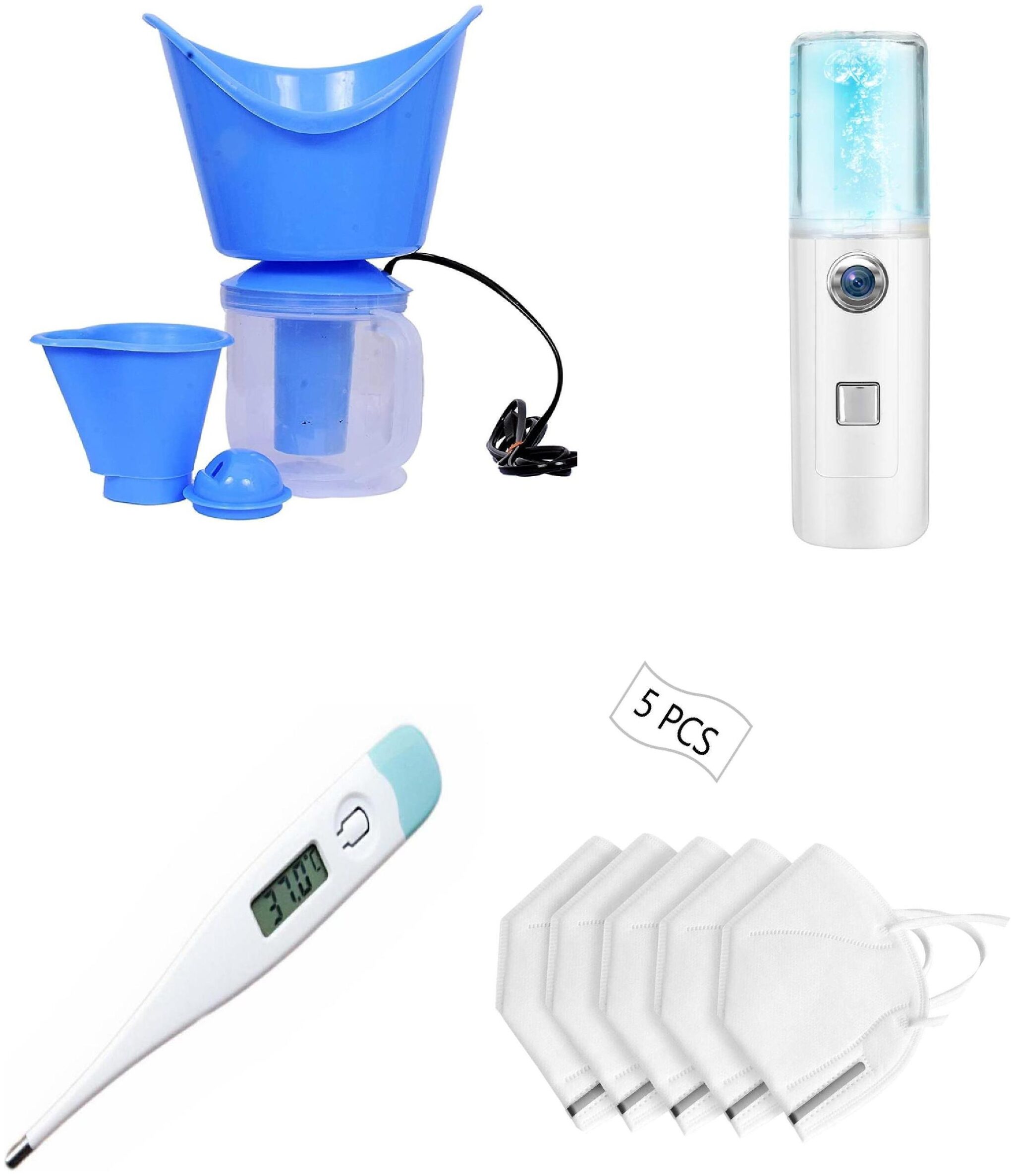 

G GAPFILL Facial Steamer 3 ATTACHMENTS Mist Sprayer Humidifier Portable Small Bottle 30 ml Hydrating Calm Makeup Moisturising 1 pc DIGITAL THERMOMETER And Free 5 KN95 Masks