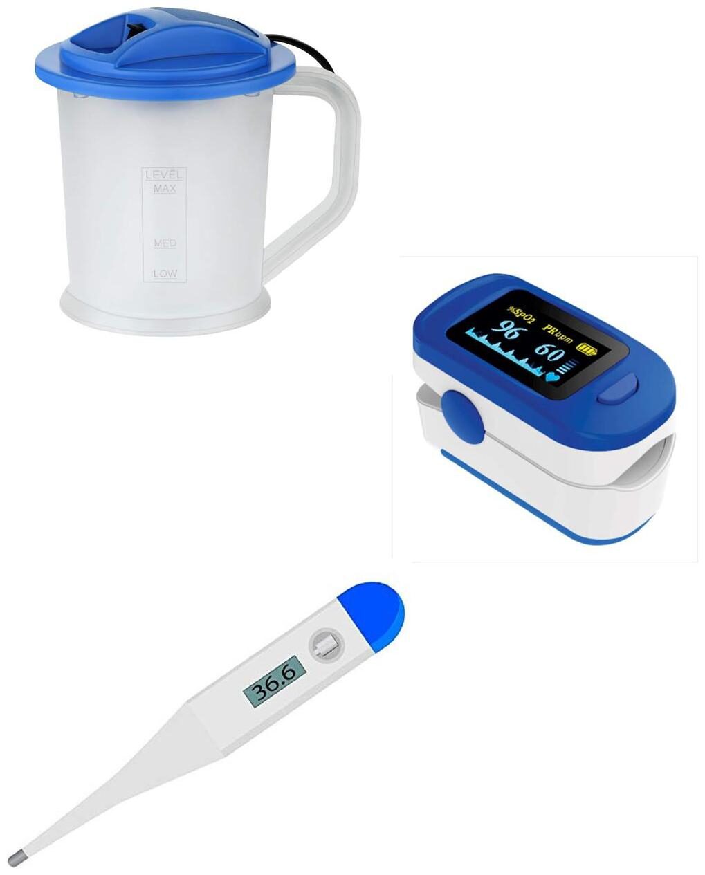 

G Gapfill Vaporizer Mini Facial And Nose Finger Tip Pulse Oximeter Digital Thermometer 3In1 Combo (Pack of 3)