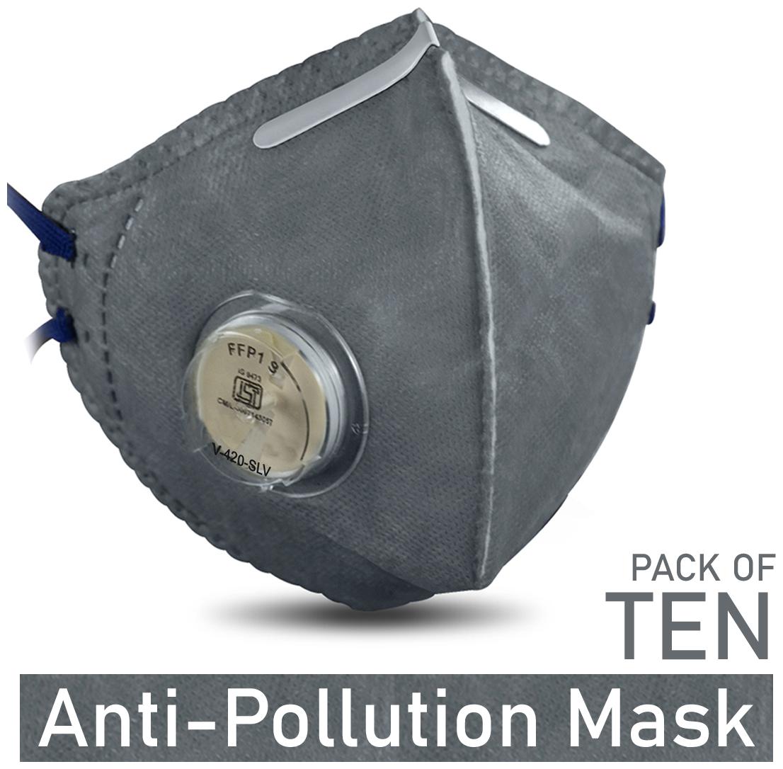 

Gabbar Particulate Respirator V-420 FFP1S ISI Approved Anti-Pollution Mask with Valve and Adjustable Nose Clip - Pack of 10