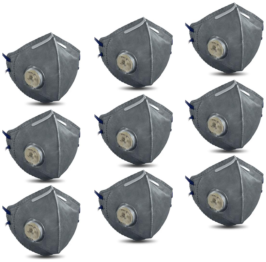 

Gabbar Particulate Respirator V-410 Anti Pollution Mask with Valve and Adjustable Nose Clip - Pack of 9