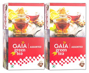 

Gaia Green Tea Assorted (25 Tea Bags each) Pack of 2