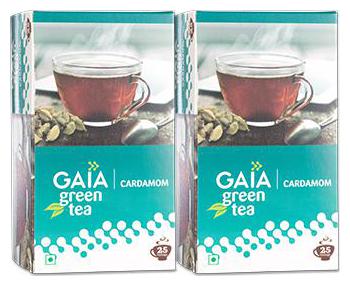 

Gaia Green Tea Cardamom (25 Tea Bags each) Pack of 2