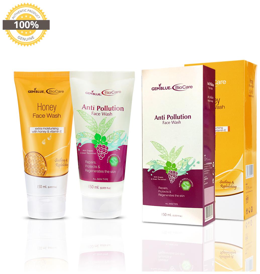 

Gemblue Biocare Anti Polution Face Wash 150ml Gemblue Biocare Honey Face Wash 150ml Pack Of 2