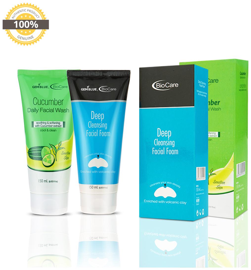 

Gemblue Biocare Cucumber Daily Face Wash 150ml Gemblue Biocare Deep Cleansing Facial Foam 150 ml Pack Of 2