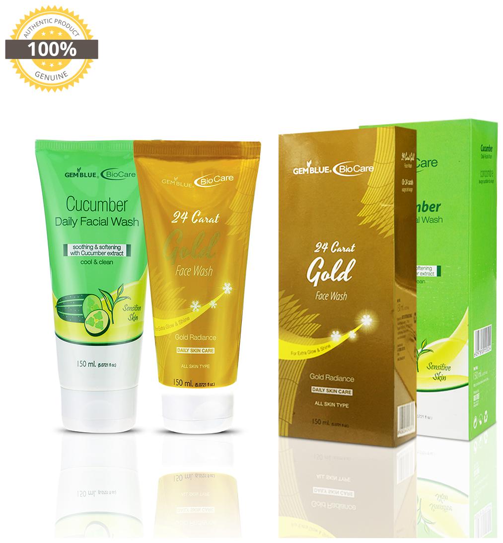 

Gemblue Biocare Cucumber Daily Face Wash 150ml Gemblue Biocare 24 Carat Gold Face Wash 150ml Pack Of 2