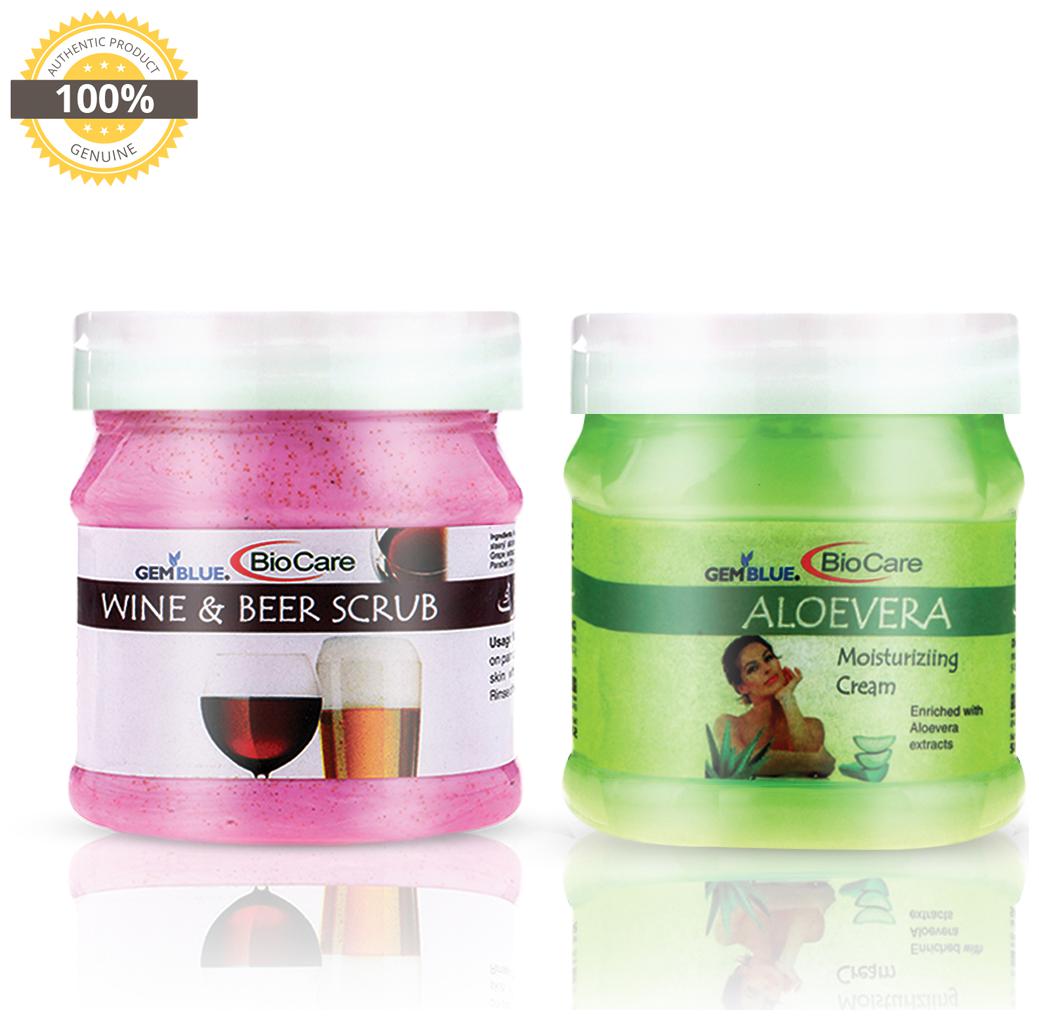 

Gemblue Biocare Wine Beer Scrub 500 ml Aloevera Cream 500 ml (Pack of 2)