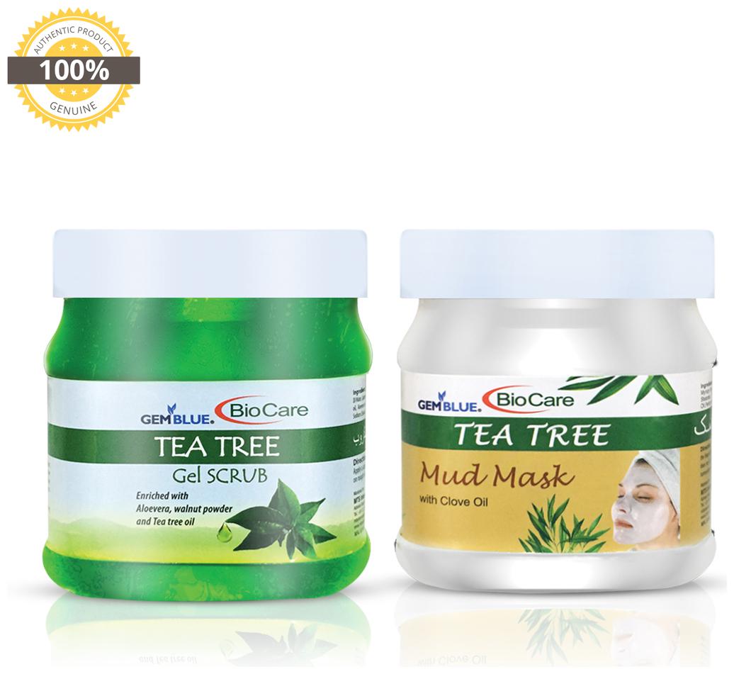

Gemblue Biocare Tea Tree Scrub 500 ml Tea Tree Mask 500 ml (Pack of 2)