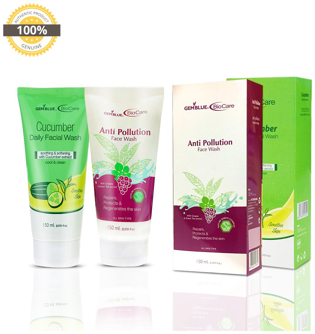 

Gemblue Biocare Anti Polution Face Wash 150ml Gemblue Biocare Cucumber Facial Wash 150ml Pack Of 2