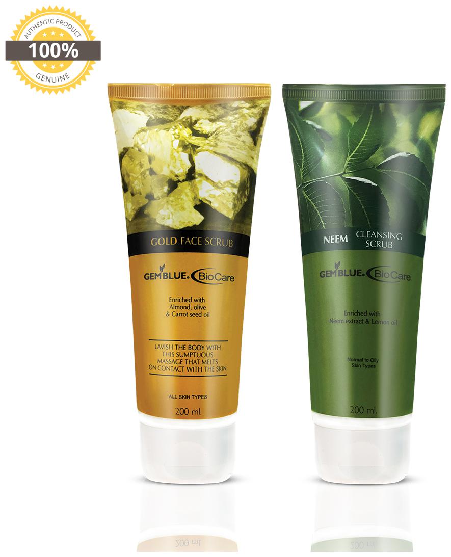 

Gemblue Biocare Gold Scrub 200 ml Neem Scrub 200 ml (Pack of 2)