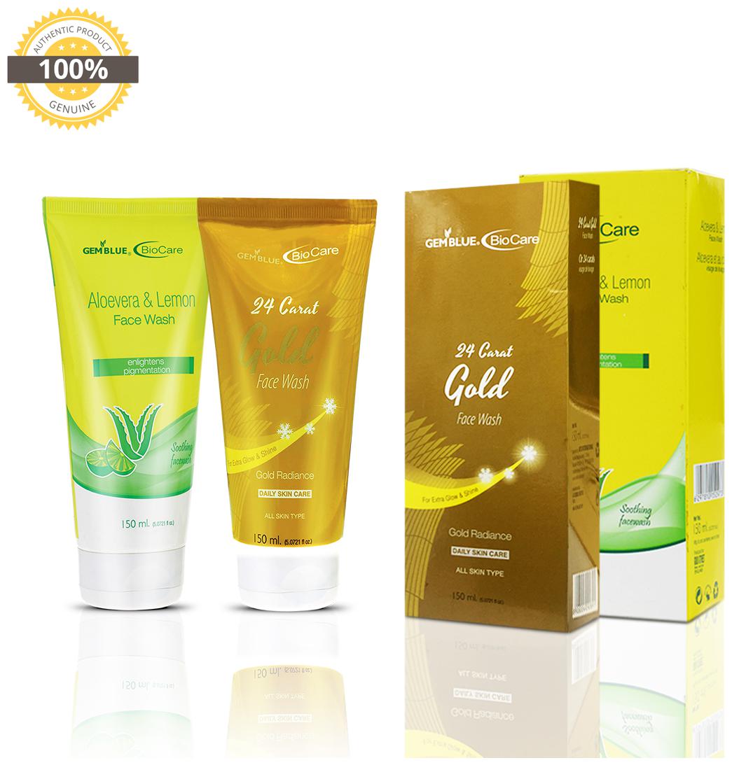 

Gemblue Biocare Aloevera Lemon Face Wash 150ml Gemblue Biocare 24 Carat Gold Face Wash 150ml Pack Of 2