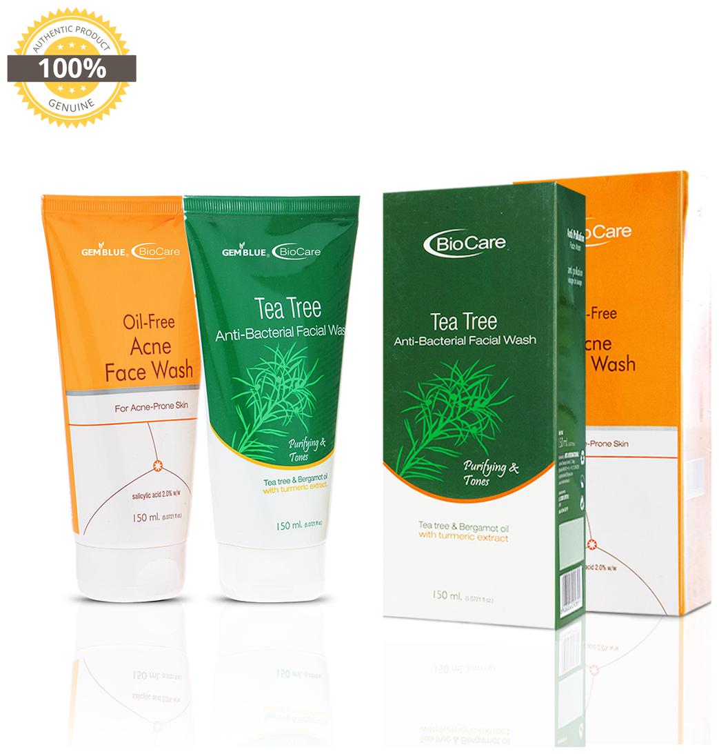 

Gemblue Biocare Oil Free Acne Face Wash 150ml Gemblue Biocare Tea Tree Anti Becterial Facial Wash 150ml Pack Of 2