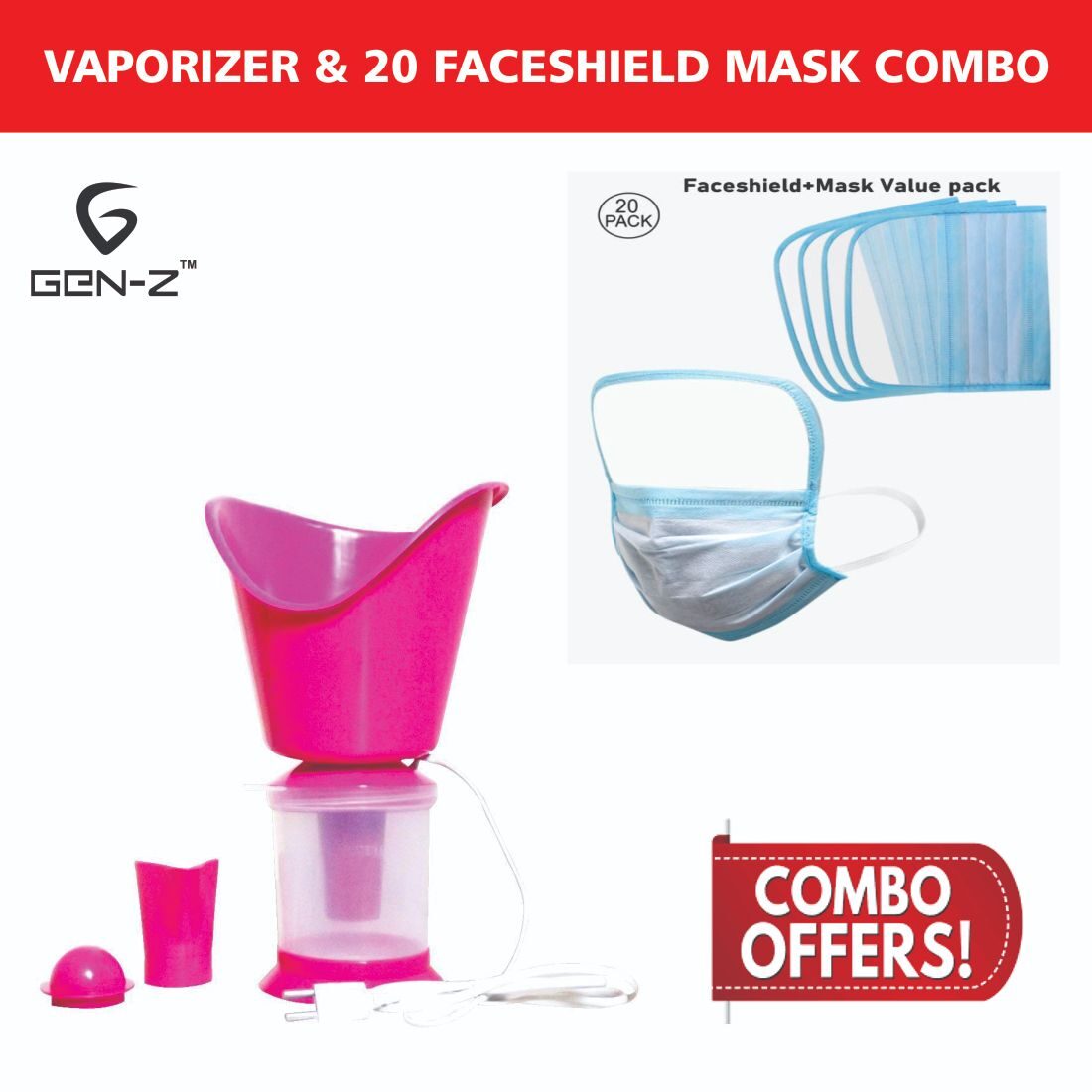 

Gen-Z 1 Vaporizer and 20 pcs Face shields Value Combo ( Pack of 21 )