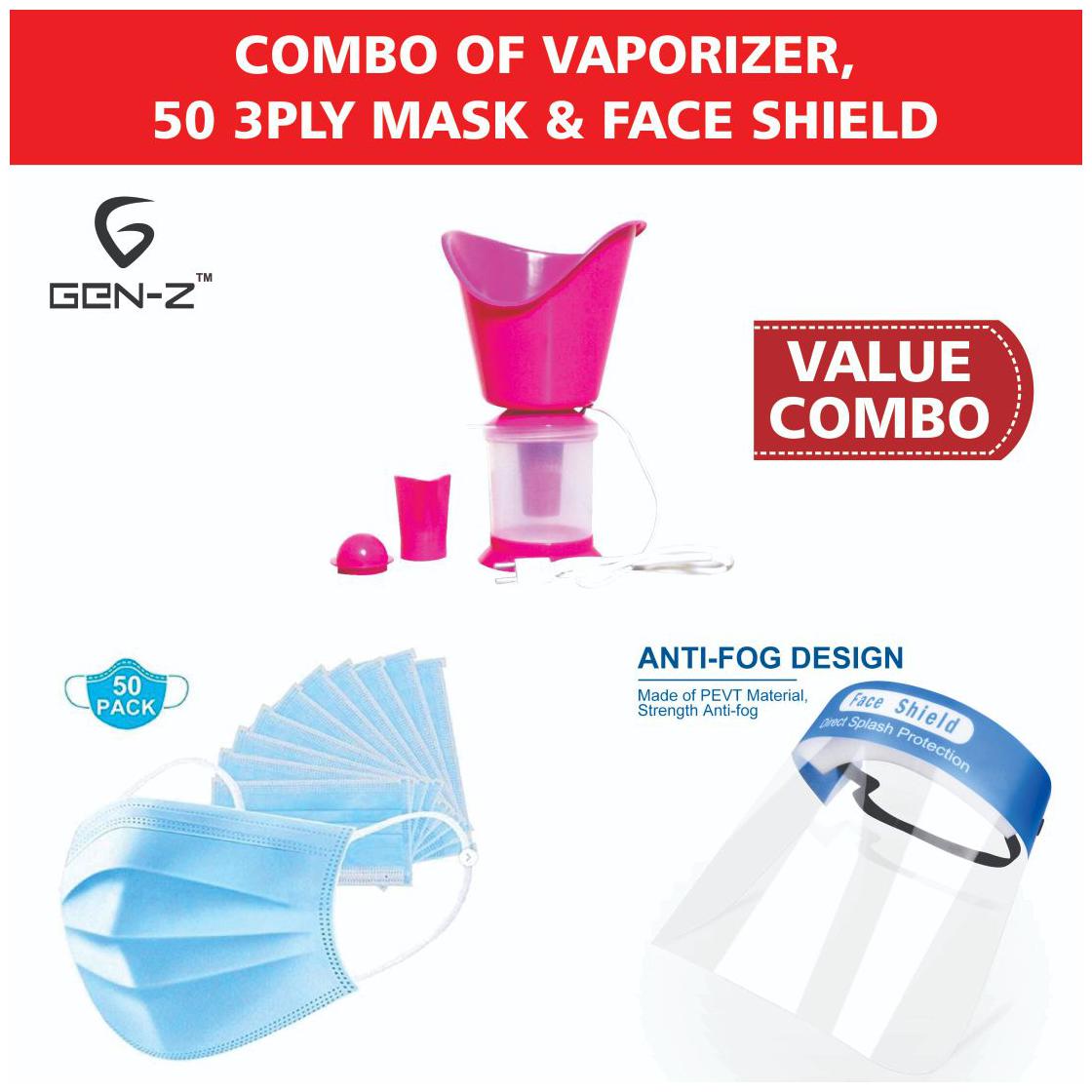 

Gen-Z Triple Value Home Kit of 1 vaporizer 1 faceshield 50 surgical masks (Pack of 3)
