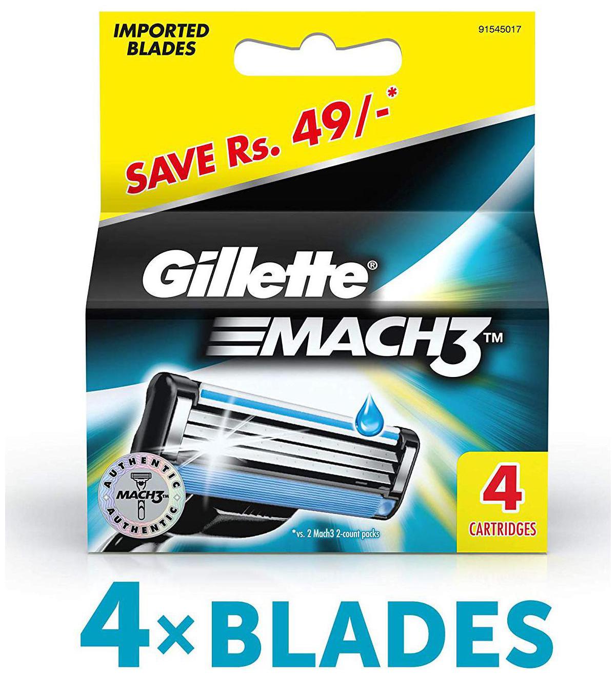 

Gillette Mach 3 Sensitive Manual Shaving Razor Blades (Cartridge) 4S Pack