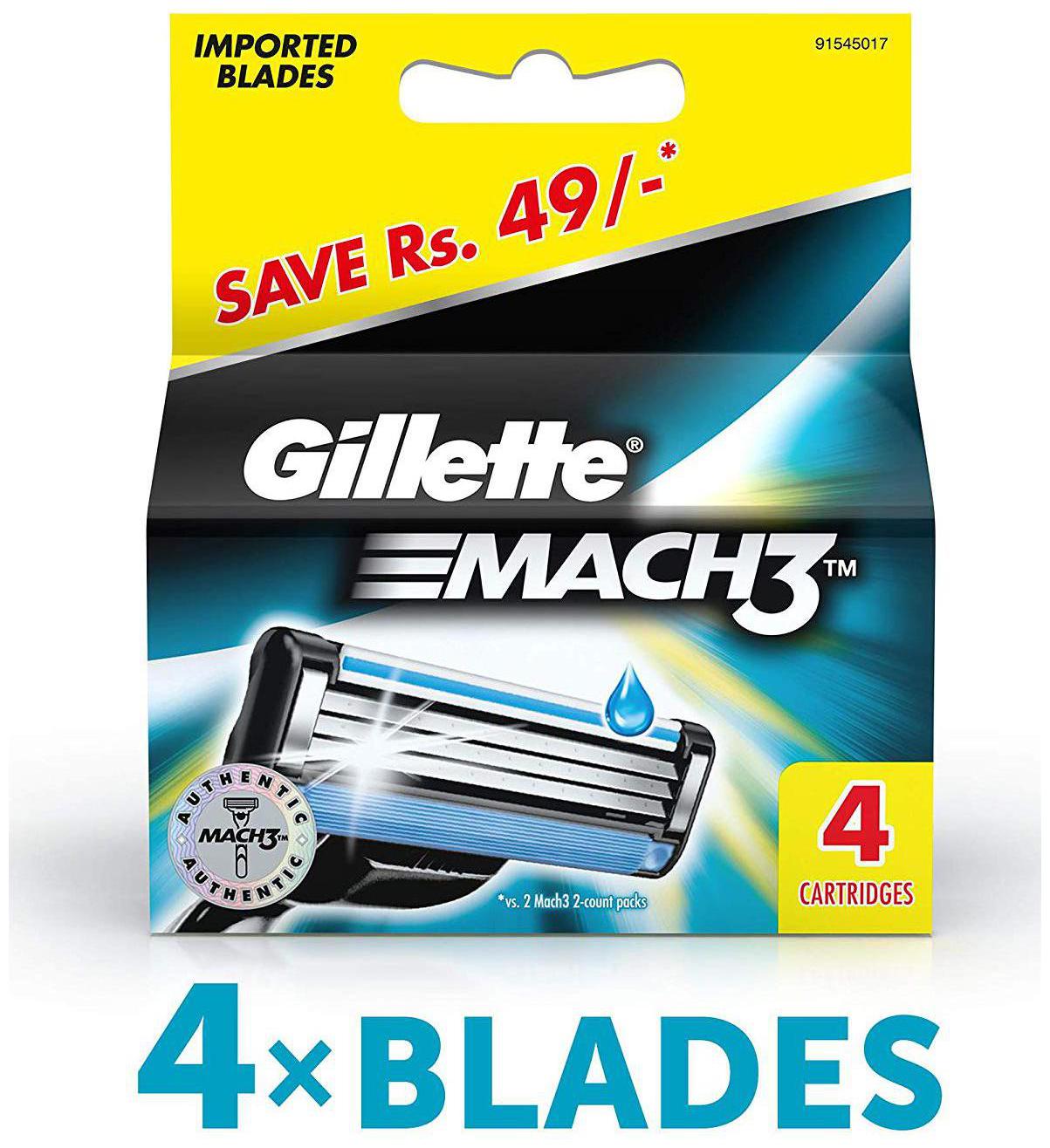 

Gillette Mach 3 Sensitive Manual Shaving Razor Blades (Cartridge) 4S Pack
