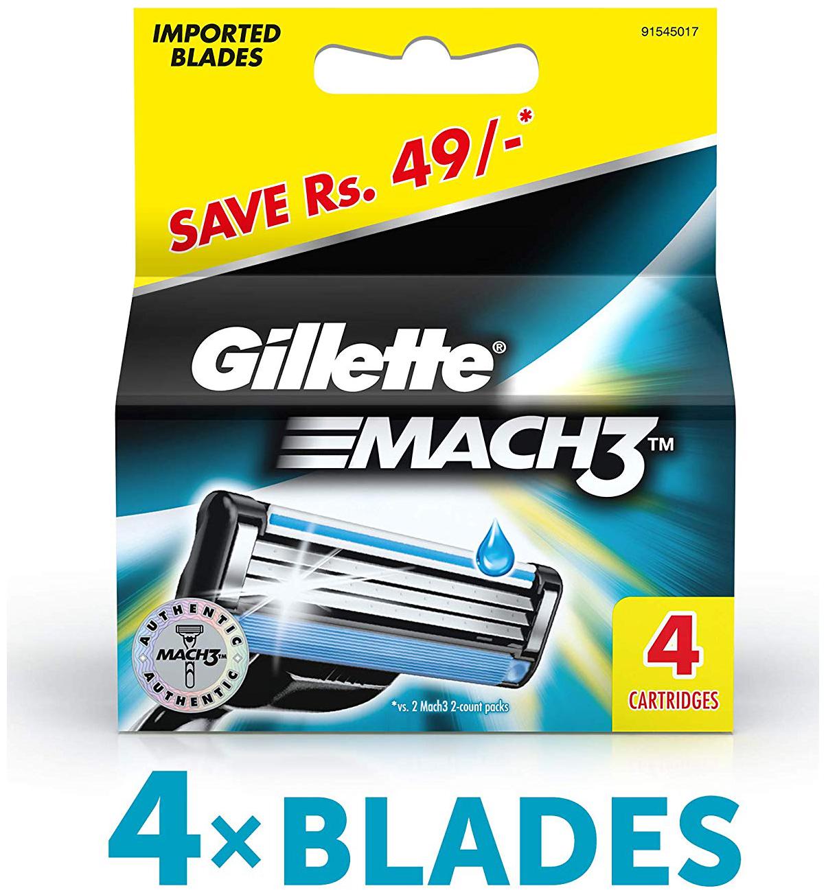 

Gillette Mach 3 Sensitive Manual Shaving Razor Blades (Cartridge) 4S Pack