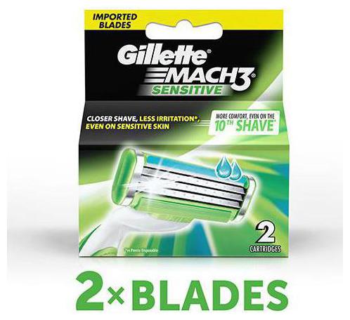 

Gillette Mach 3 Sensitive - Manual Shaving Razor Blades Cartridge 2 pcs
