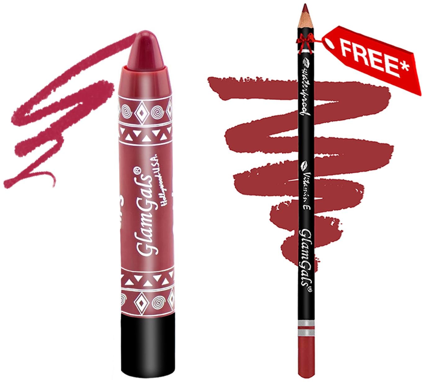 

GlamGals 24 7 Lip Color Long Lasting Moisturising Kissproof Lipstick pencil 3 7 g Get Lip Liner Pencil Free