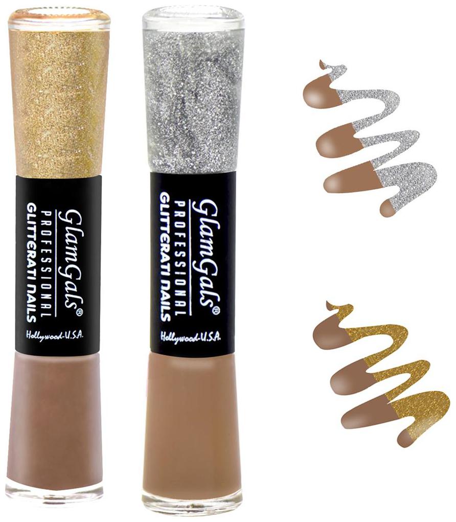 

GlamGals combo of 2 Glossy Finish Glitterati Nail Polish(Nude Coffee)