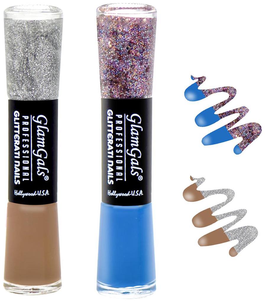 

GlamGals combo of 2 Glossy Finish Glitterati Nail Polish(Coffee Blue)
