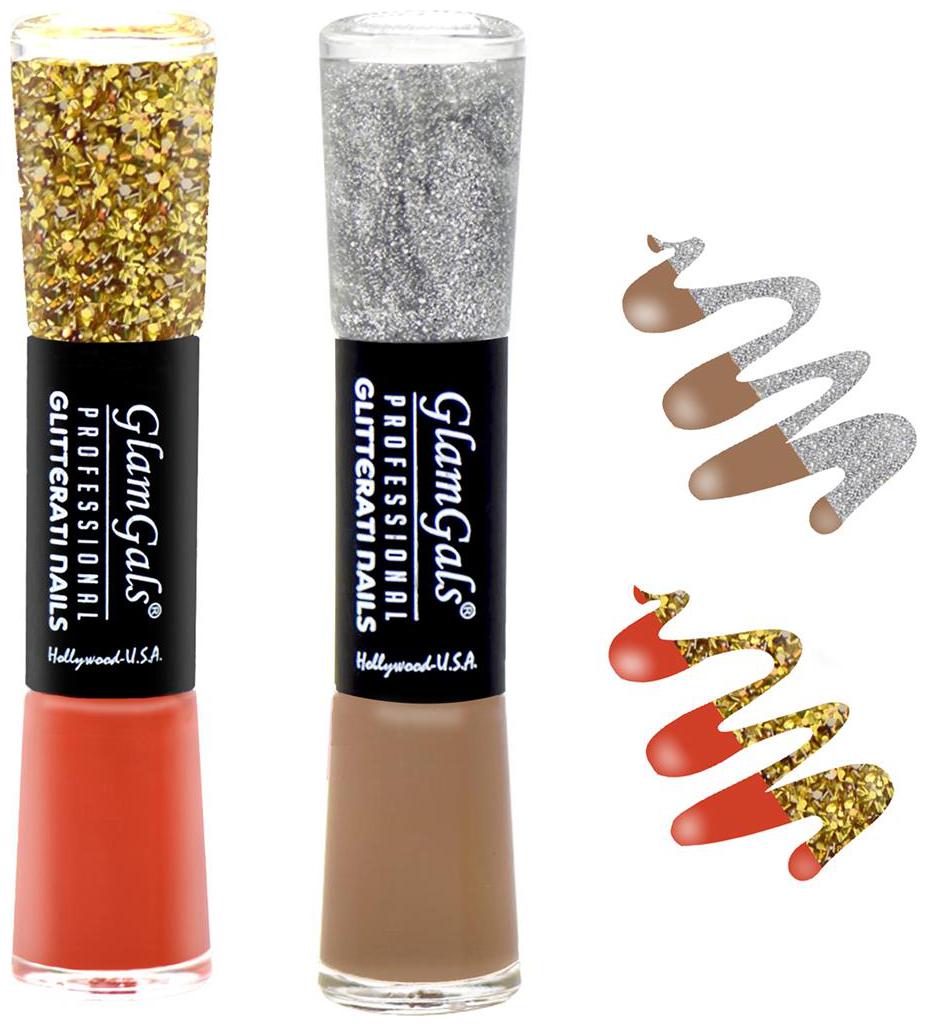 

GlamGals combo of 2 Glossy Finish Glitterati Nail Polish(Red Coffee)