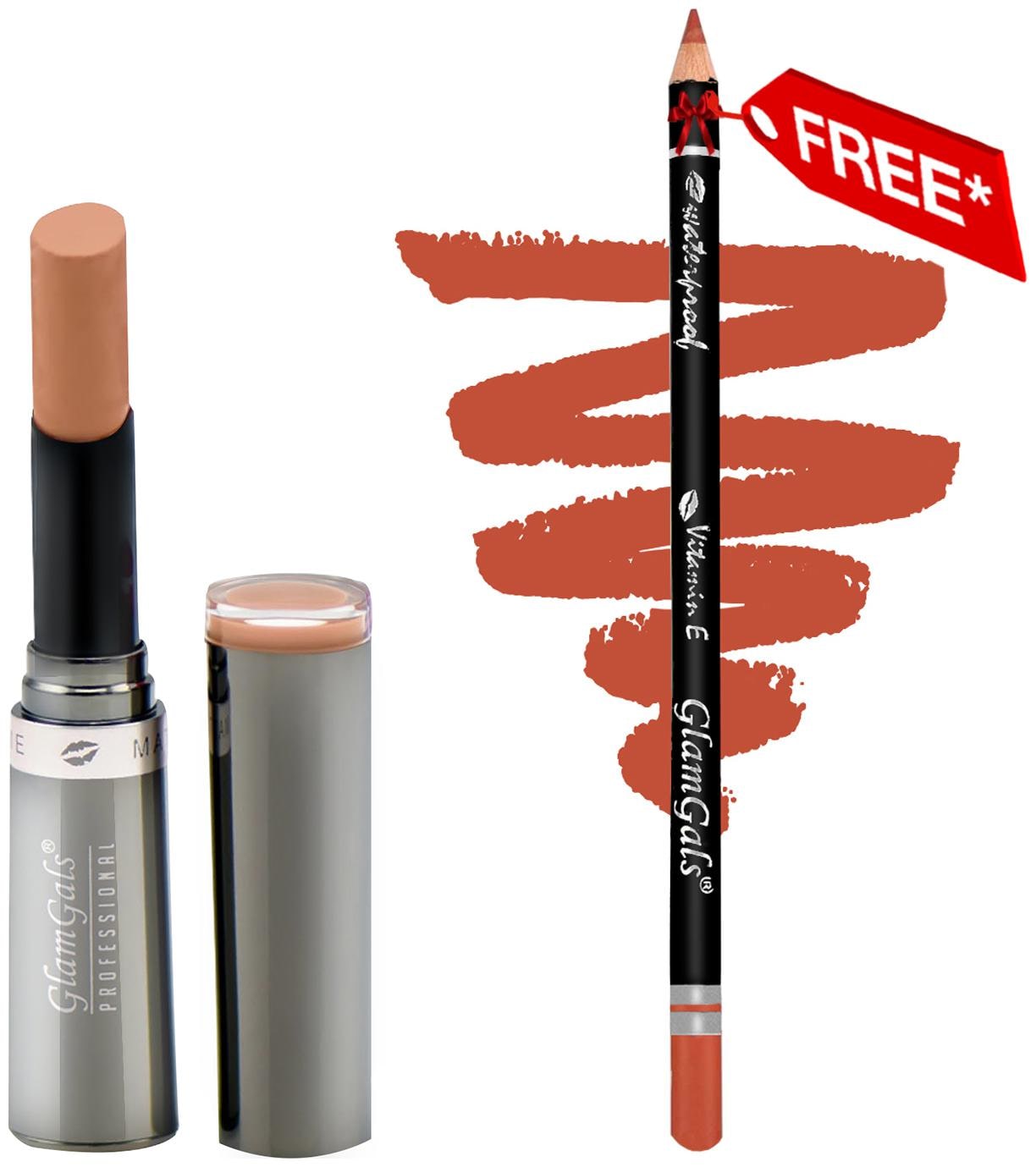 

GlamGals Creme Matte Lipstick Coffee 3 g Get Lip Liner Pencil Free