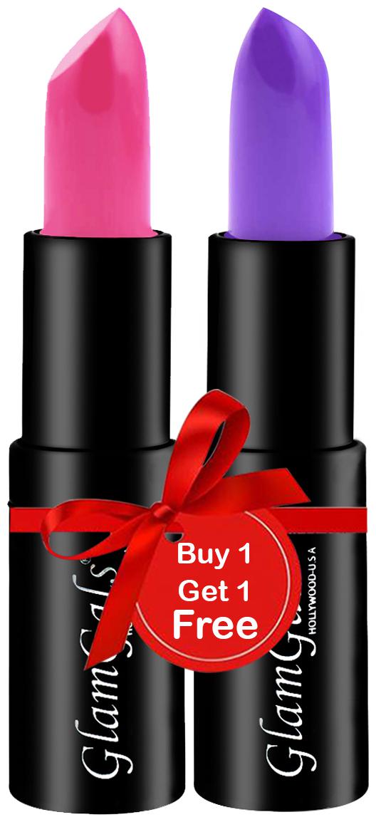 

Glamgals Matte Finish Kissproof Lipstick Buy 1 Get 1 Free (Candy Pink Aubergine Purple) Pack Of 1 ( Lipstick 3 8 g Free Lipstick 3 8 g)