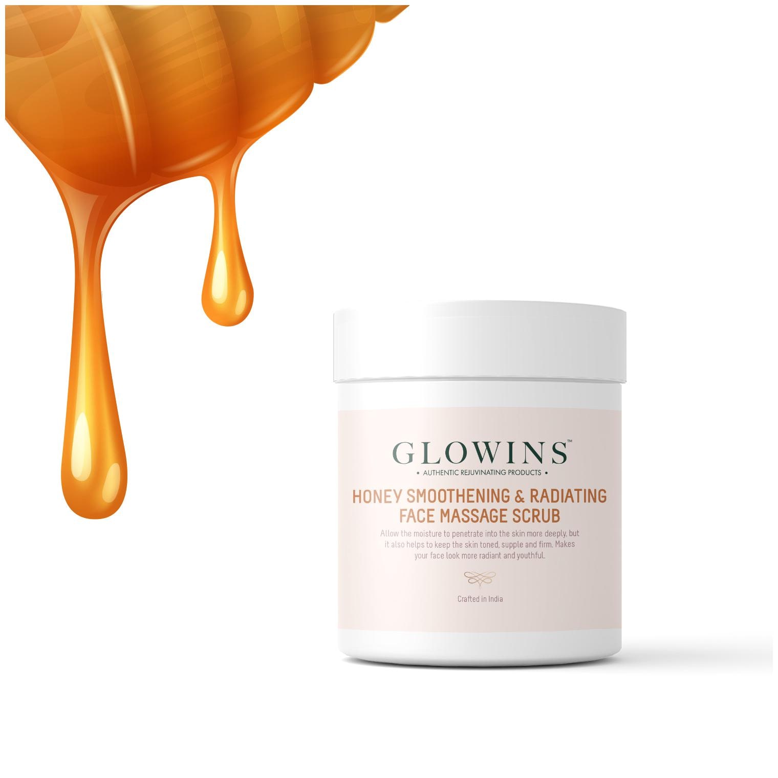 

GLOWINS Honey Rich In Vitamin E Protect it Form Sun UV Rays Improve Acne Skin Ton Reduse Sign Of Lightening and Nourishing Scrub 400 ml (Pack Of 1)