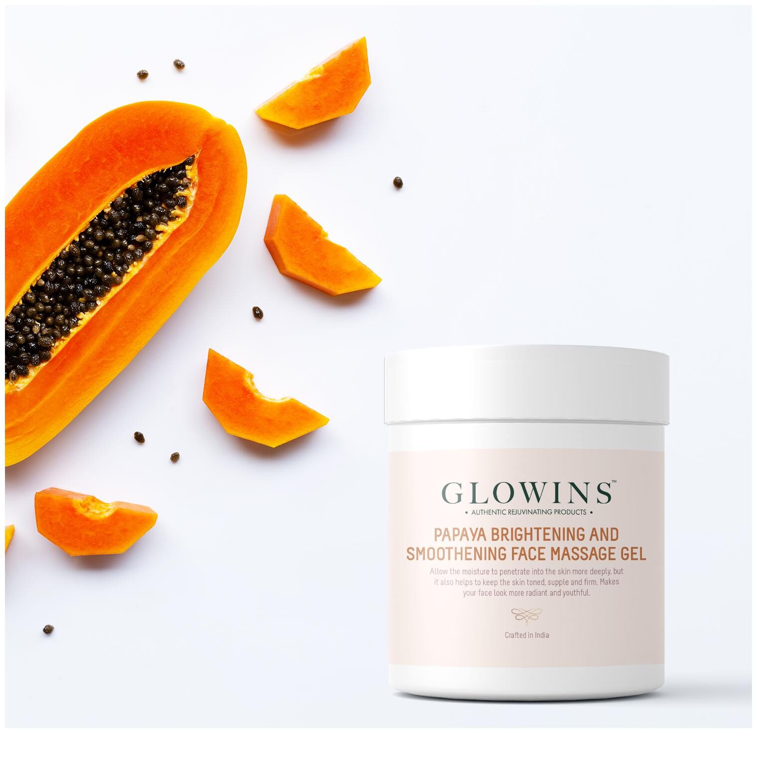

GLOWINS Papaya Rich In Vitamin E Protect it Form Sun UV Rays Improve Acne Skin Ton Reduse Sign Of Lightening and Nourishing Gel 400 ml (Pack Of 1)