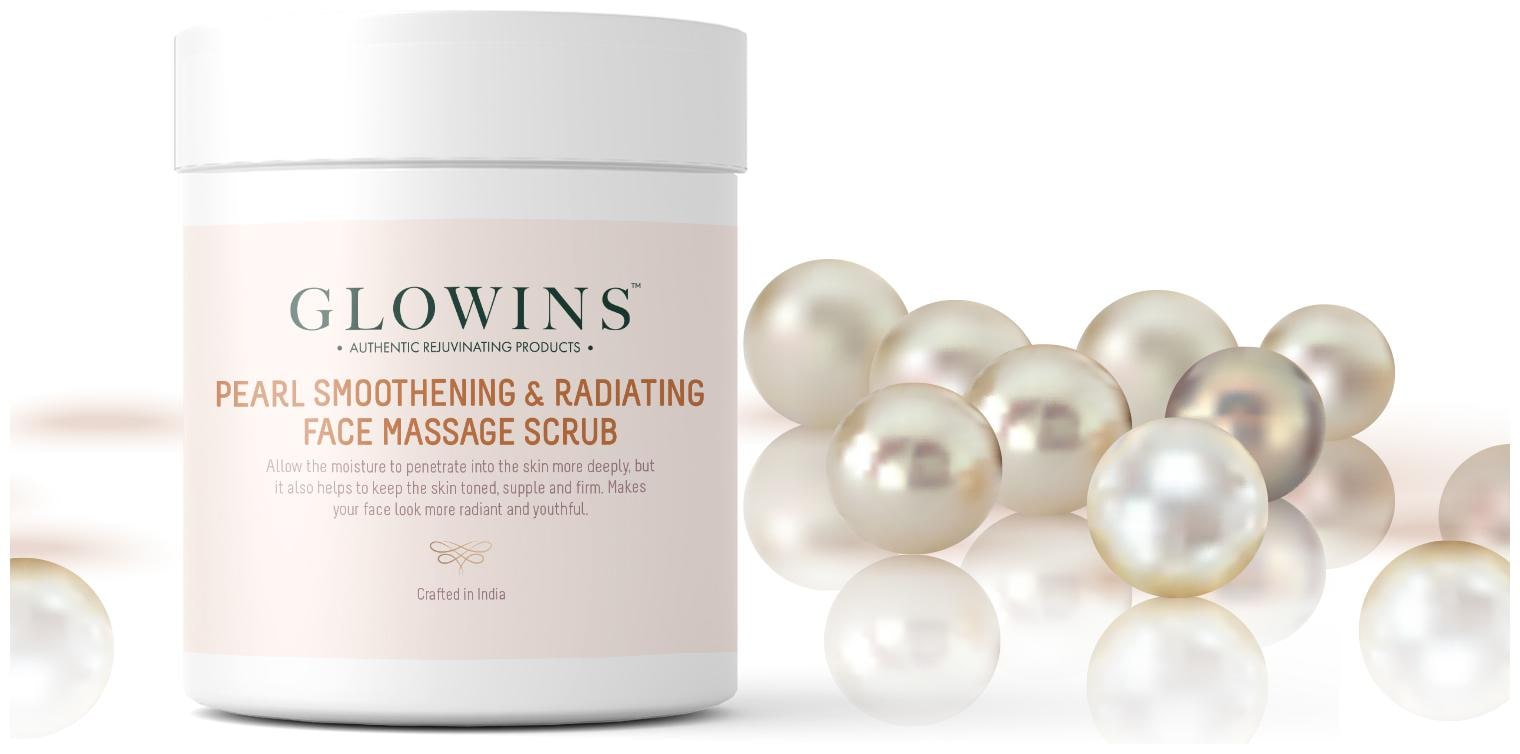 

GLOWINS Pearl Rich In Vitamin E Protect it Form Sun UV Rays Improve Acne Skin Ton Reduse Sign Of Lightening and Nourishing Scrub 400 ml (Pack Of 1)