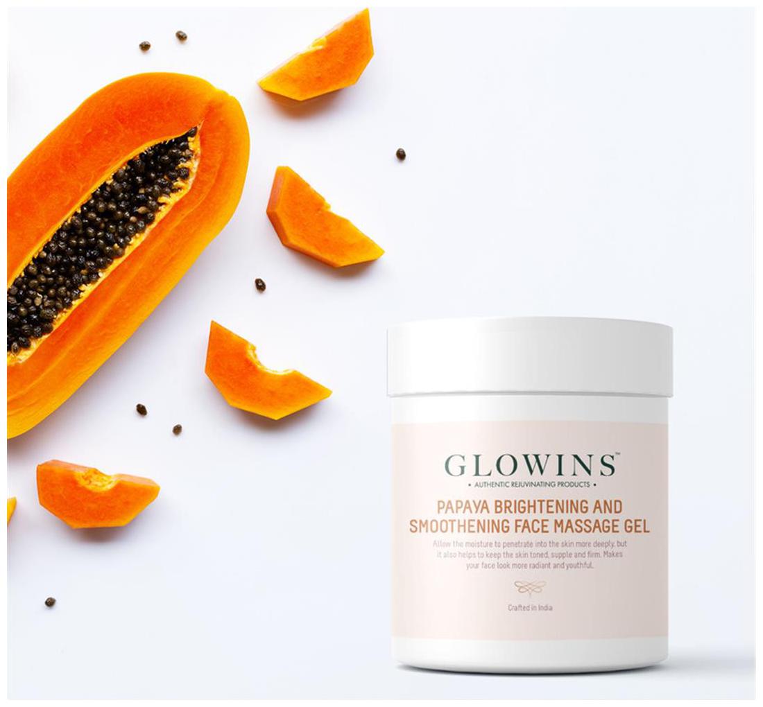 

Glowins Smoothing Brightening Rejuvenating Face Massage Gel with Pure Papaya Fruit for Rich Exfoliation Skin Lightening Instant Naturally Freshness and Rediant- 400g