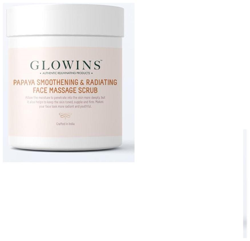 

Glowins Smoothing Radiating Face Massage Scrub with Pure Papaya Fruit for Rich Exfoliation Nourish Natural Radiant Rid of Dry and Flakly Dead Skin Cell - 400g