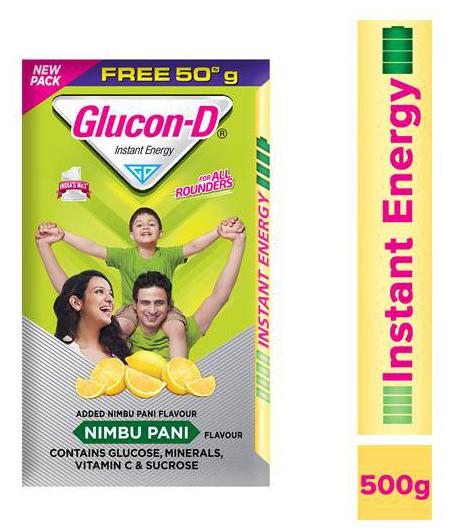 

Glucon-D Beverage Mix - Glucose Based Nimbu Pani Flavoured 450 g Get 50 g Free