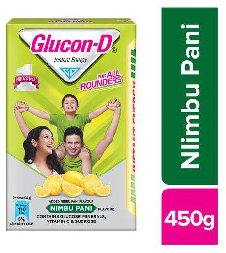 

Glucon-D Nimbu Pani Flavoured Glucose Based Beverage Mix 450 g