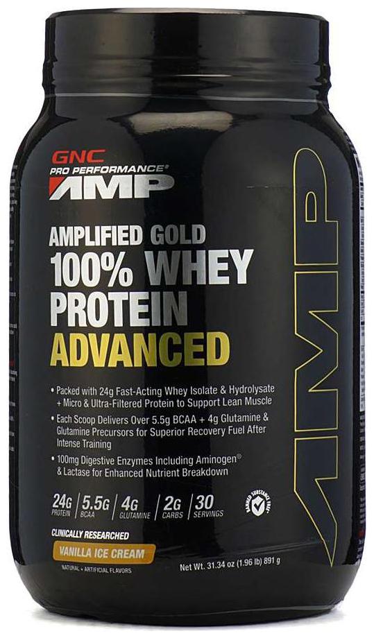 Buy GNC AMP Amplified Gold 100 Whey Protein Advanced 1.96 lbs, 0.89