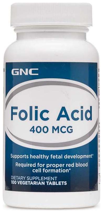 

GNC Folic Acid Tab 400 mcg - Supports Healthy Fetal Development and Red Blood Cells Formation (100 Vegetarian Tablets)