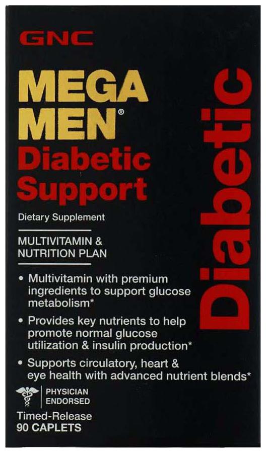 

GNC Mega Men Diabetic Support - Supports Glucose Metabolism - Timed-Release (90 Caplets)